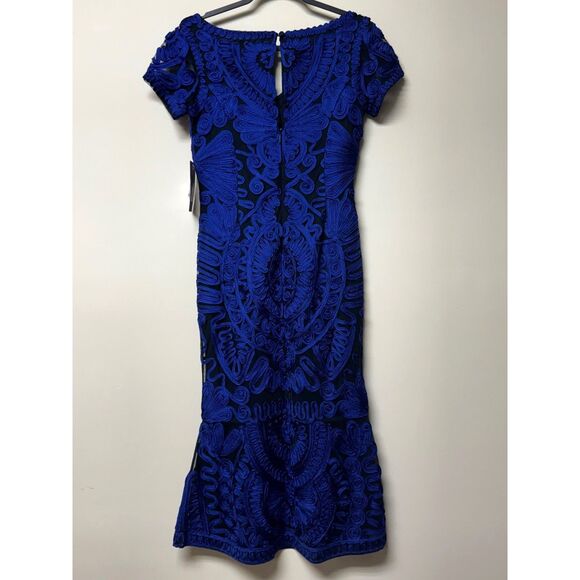 NWT - JS COLLECTIONS Short Sleeve Midi Dress Cobalt Blue/Black Soutache, Sz 2 - Picture 8 of 15